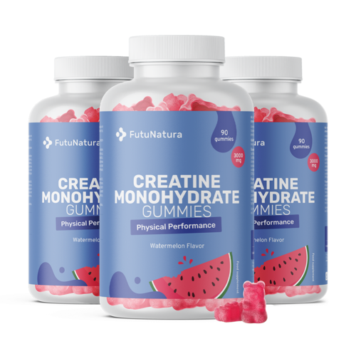 3x Kreatin Monohydrat 3000 mg – Wassermelone, zusammen 270 Gummibonbons