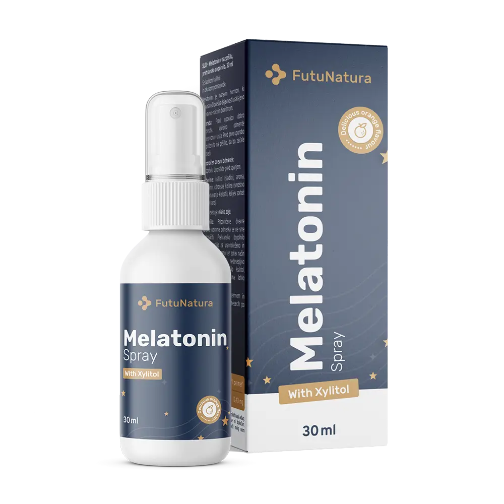 Melatonin. Melatonin je prehransko dopolnilo, ki vsebuje 1 mg melatonina na tableto. Melatonin prispeva k skrajšanju časa, potrebnega za zaspanje.