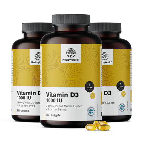 3x Vitamin D3 1000 I.E., zusammen 1080 Weichkapseln