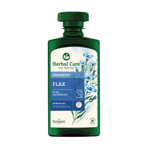 Shampoo für trockenes und geschädigtes Haar mit Leinen.