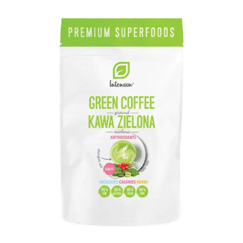 Grüner Kaffee, gemahlen.