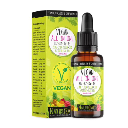 Vegane Vitamine und Mineralstoffe in Tropfen