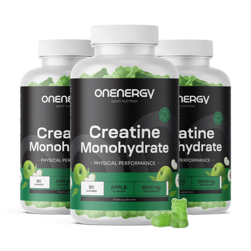 3x Kreatin Monohydrat 3000 mg – Apfel, zusammen 270 Gummibonbons