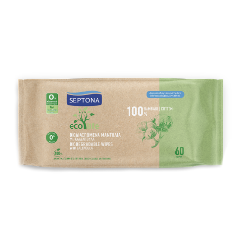 Ecolife Baby Feuchttücher – biologisch abbaubar, 60 Stück