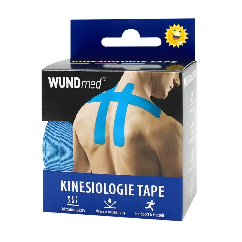 Kinesiologisches Tape, 5cm x 5m, Farbe: Blau.